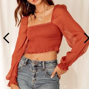 12th Tribe Sunset Lover Rust Crop Top